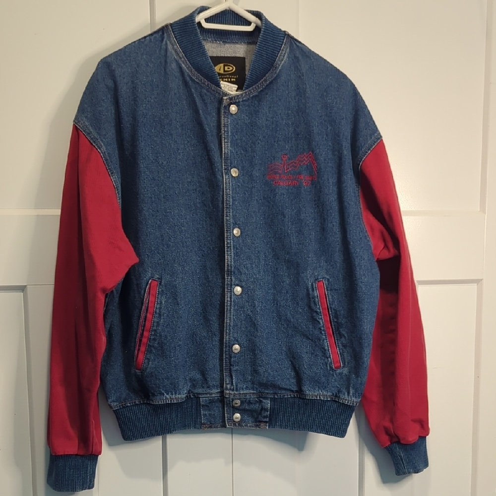 Vintage Mens Varsity Jean Jacket 1990s Size M